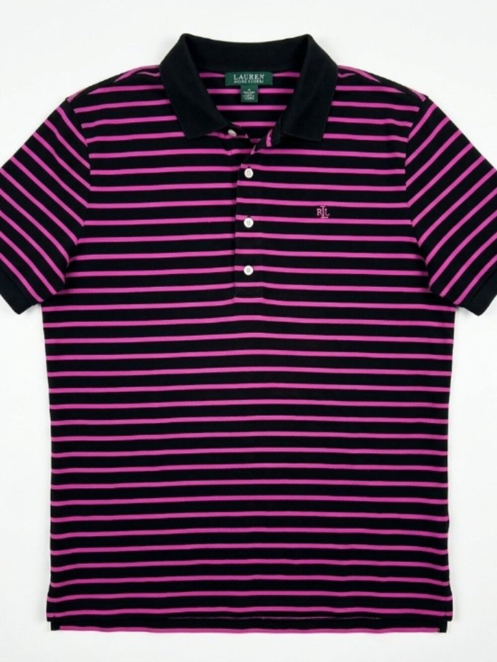 NWOT Polo Ralph Lauren Black Pink Striped Plus Size Polo Shirt RL Logo 3X 3XL